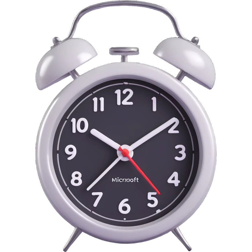 alarm clock emoji, 3D Microsoft fluent style, shiny, classic twin bells, clear face emoji