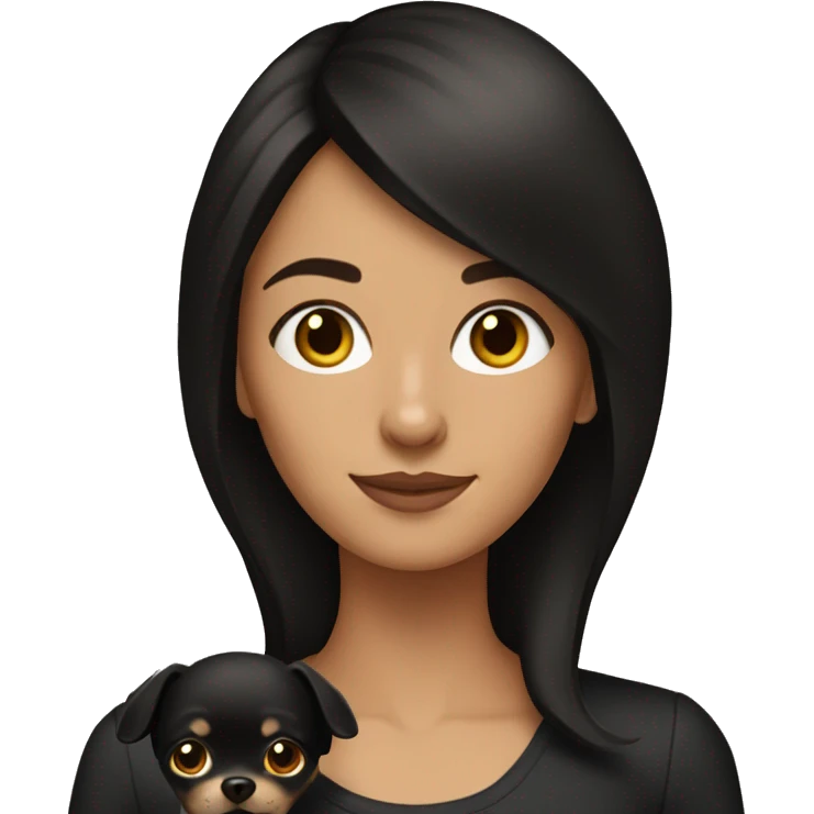Brunette woman with a black chihuahua  emoji