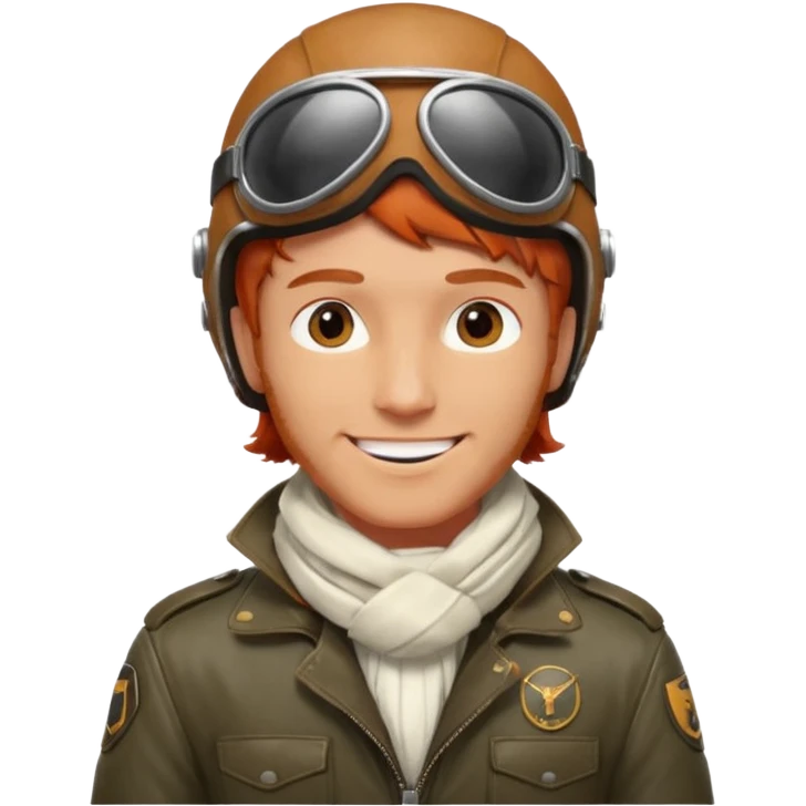 renard aviateur, casque en cuir, écharpe blanche, blouson aviateur emoji
