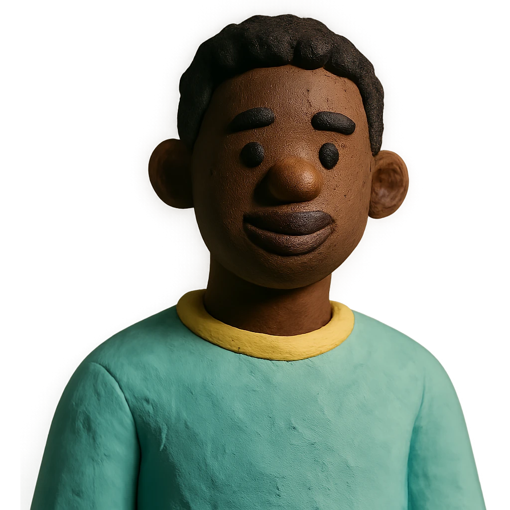 claymation style black man with pastel colors emoji