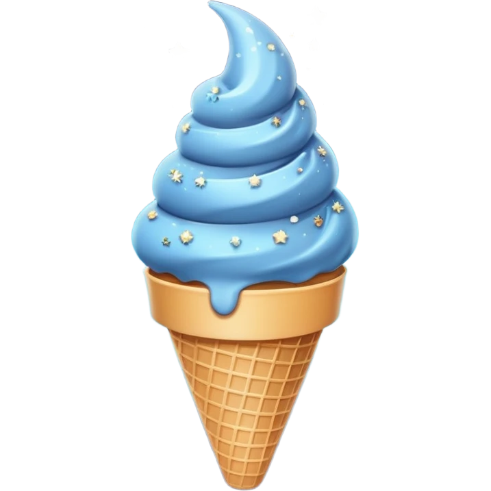 Add a cone with stars to the moonbeam ice cream, keep stylized crescent moon shape, sparkles, and cool tones, emphasizing a sleek and modern look. emoji