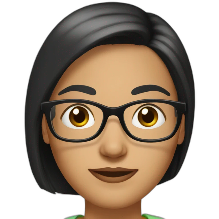 50 yr old woman ROUND GLASSES medium black straight hair emoji