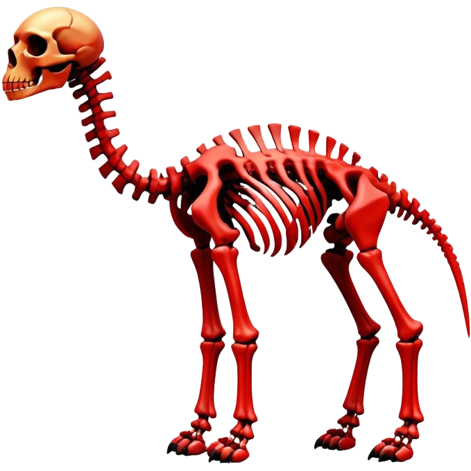 A black and red epic shiny cool edgy skeletal bone animal, full body emoji