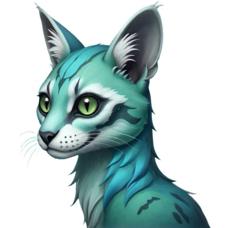dark spooky foggy gloomy skeletal nightly skully zombie-like swampy ghostly greyish dull green-blue-turquoise spectral glorious divine exotic cute cool beautiful beautiful fantasy-caracal-civet-genet-sergal-vernid-Gryphon-Cacomistle-Trico-oncilla-animal-Fakémon-hybrid-fursona (full body) emoji
