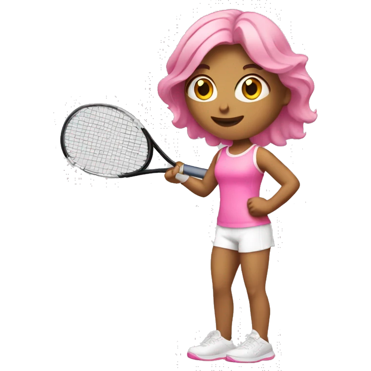 workout white girl with pink set playing tennis emoji