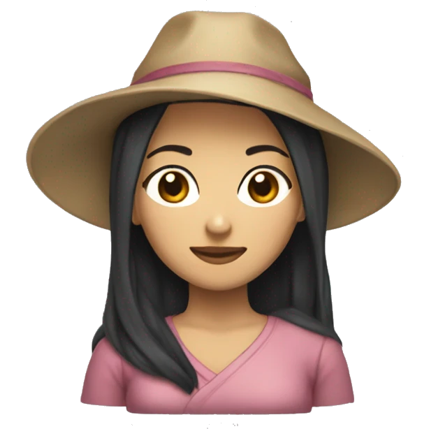 带礼帽的亚洲美女 emoji