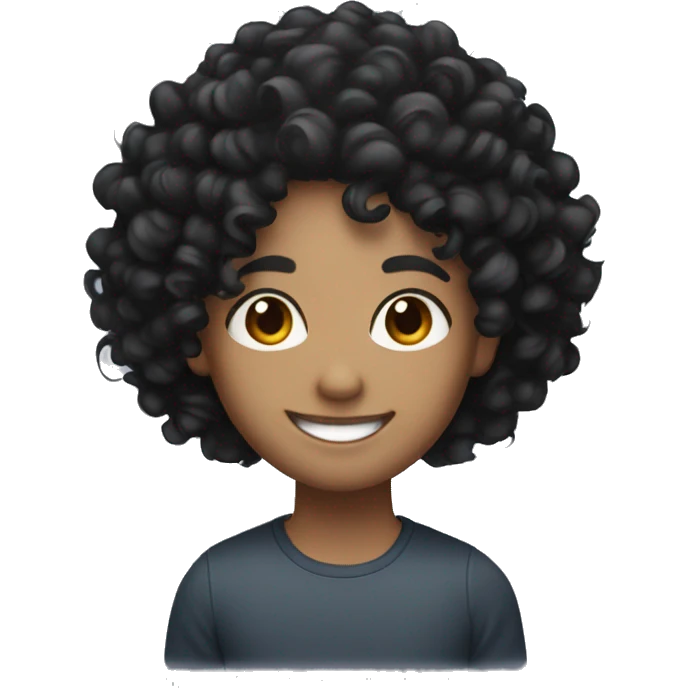 Black curly hair with light skin and smiling emoji