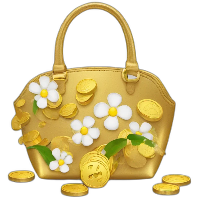 purse with gold coins and flowers emoji