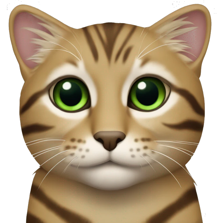 Коричневая кошка с чёрными пятнами и зелёными глазами emoji