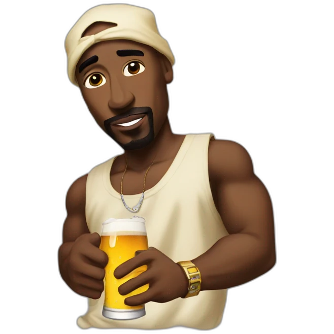 Tupac avec une bière emoji