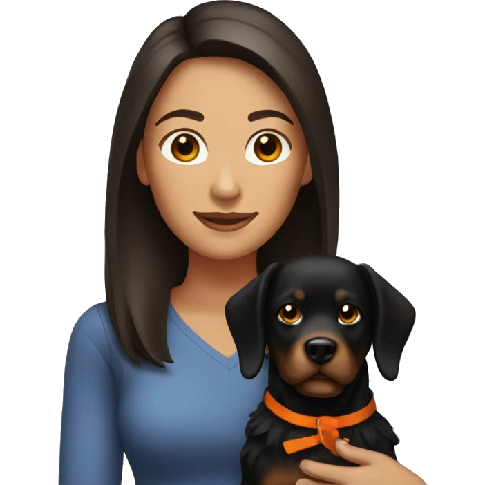 Brunette with black and orange dog  emoji