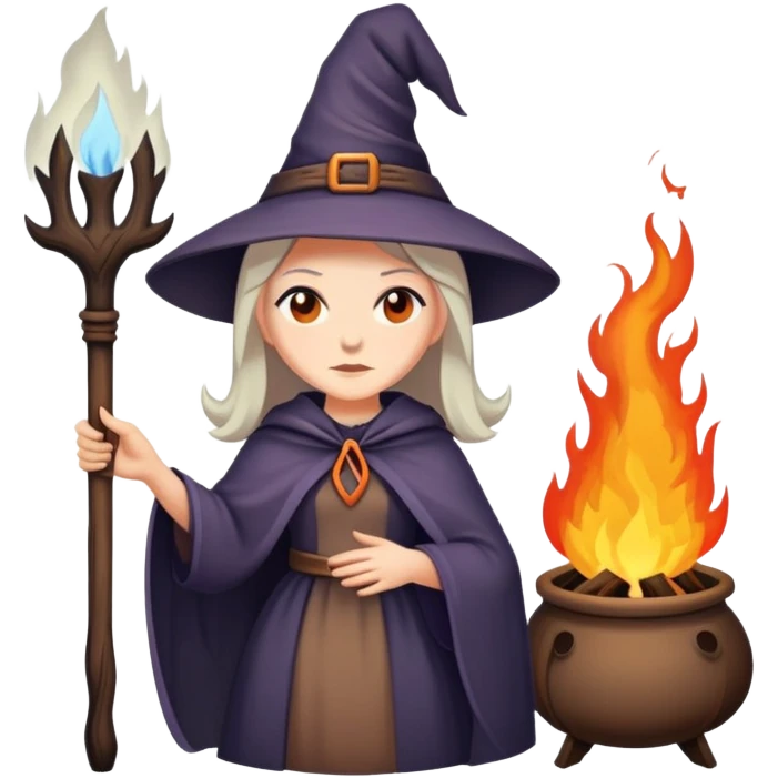 The witch by the fire emoji