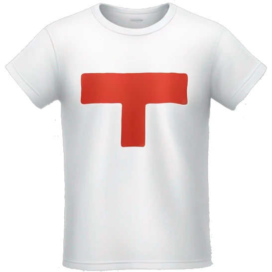 white t-shirt with red trace emoji