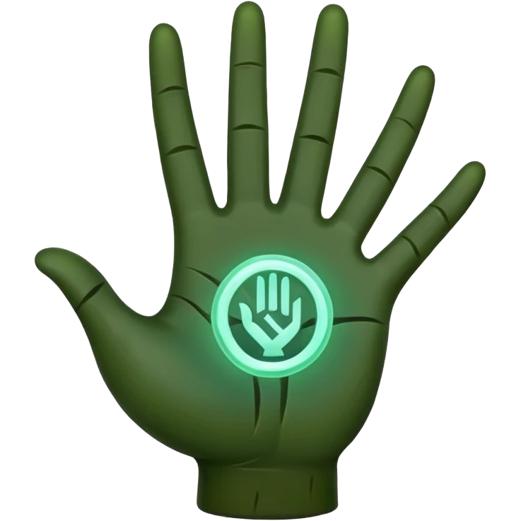 forest character hand out stop gesture glowing rune palm emoji