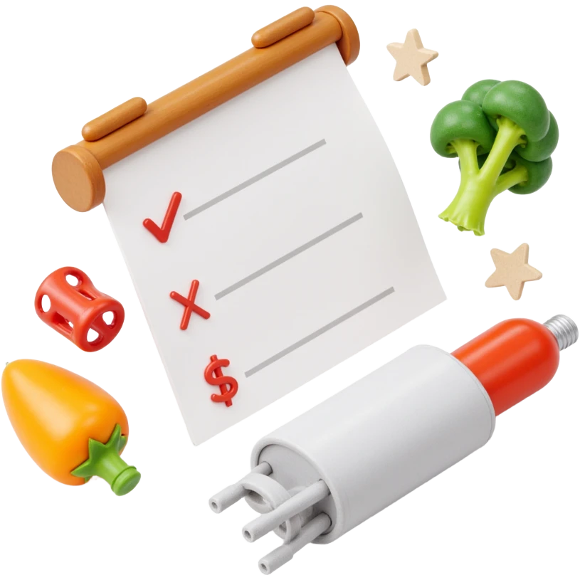 Floating Ingredients Around a List (with Transparent Background) emoji