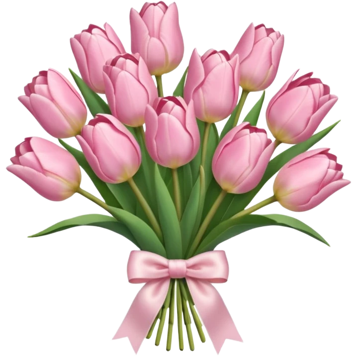 light pink tulip bouquet with light pink bow emoji