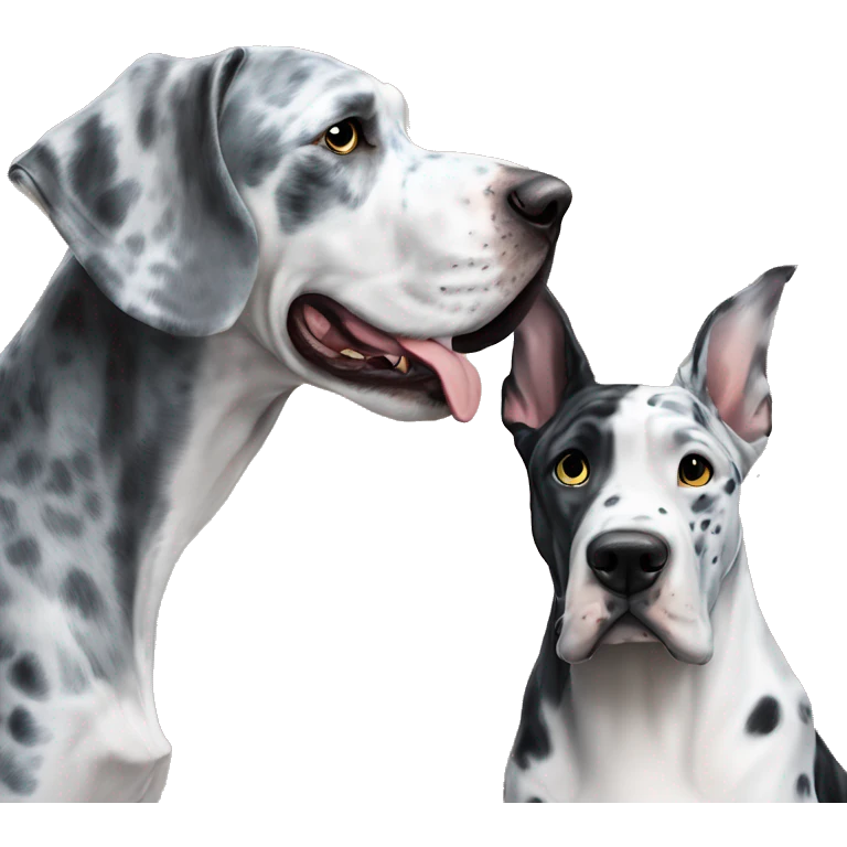 Blue Merle Great Dane next to black cat emoji