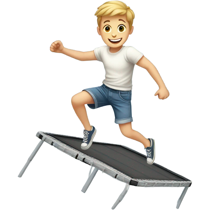 White Boy jumping on trampoline  emoji
