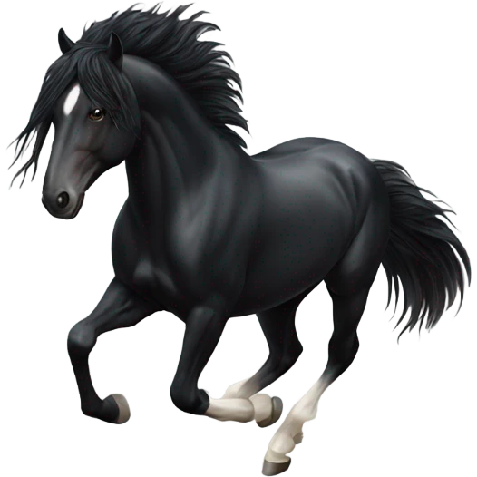 Realistic Running black horse long hair wings  emoji