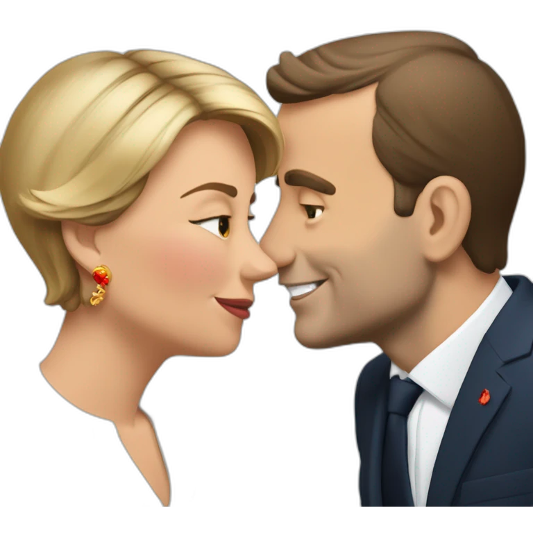 Macron qui fais un bisou à Birgit emoji