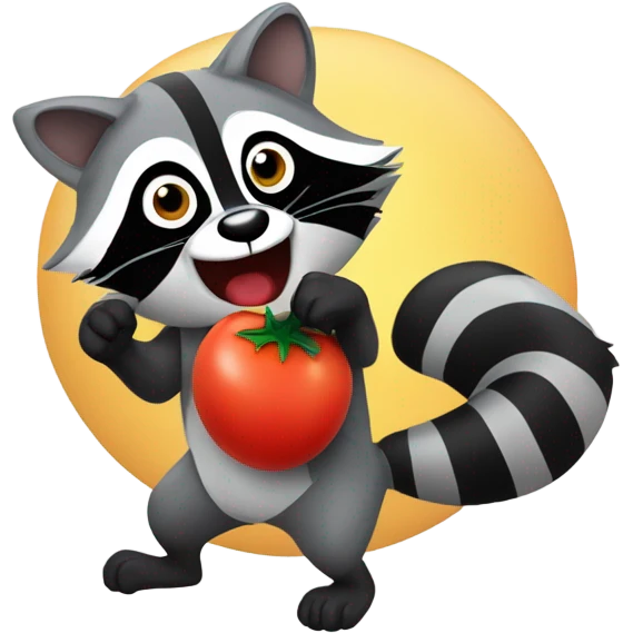 raccoon throwing tomatos emoji