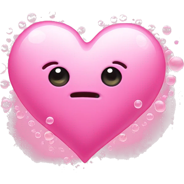 a cute pink heart made of bubbles with no face emoji