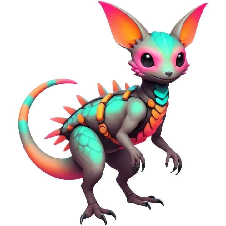futuristic lush warm-colored neon-colored Fakémon-Trico-creature (full body) emoji