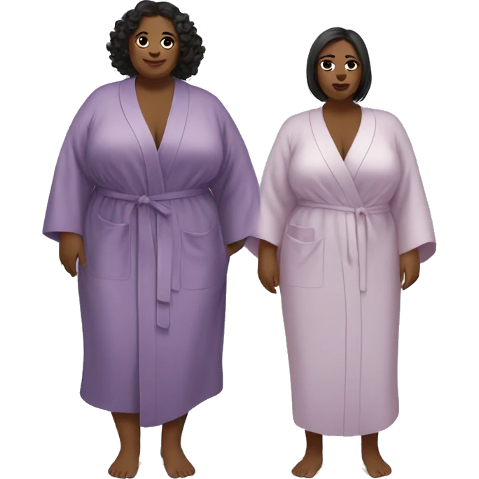 two plus size women in robes, cute. aesthetic emoji