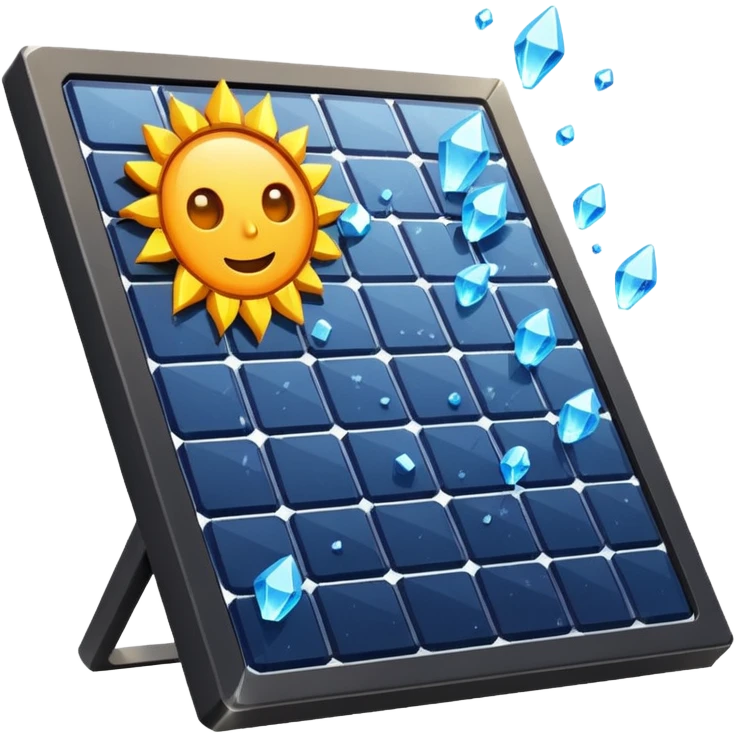solar panel with hailstones bouncing off emoji