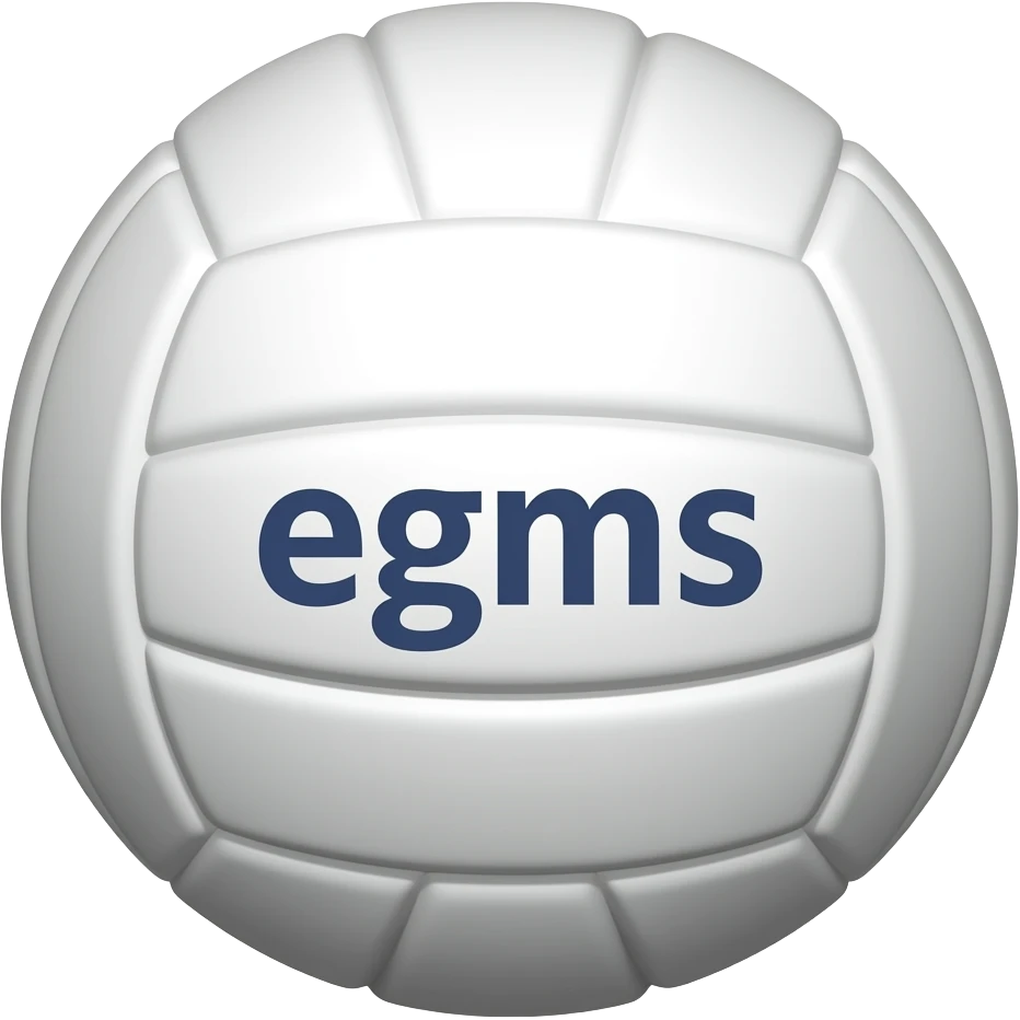 white volleyball that say egms emoji