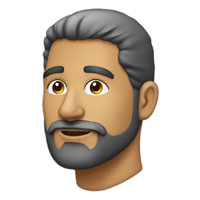 Hombre blanco de 36 años, sin cabello en la cabeza y con barba negra emoji