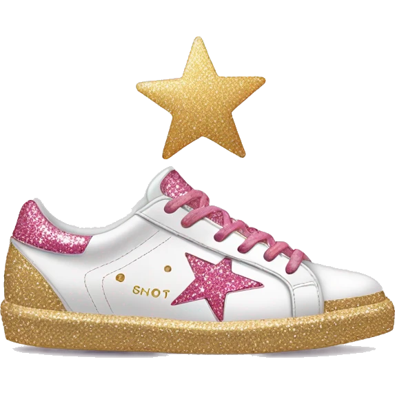 Golden goose with pink glitter star sneakers emoji