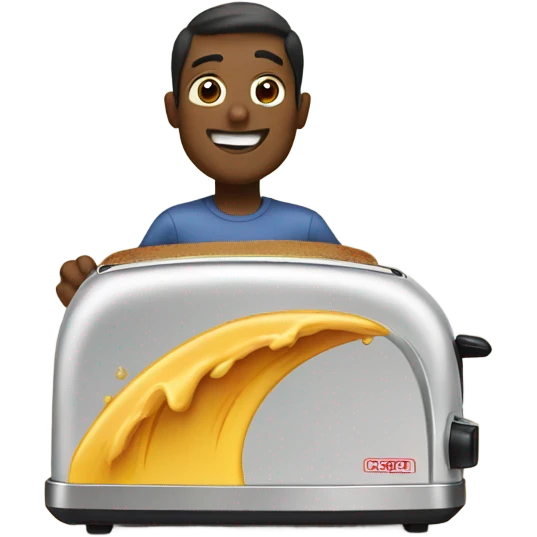 A toaster surfing emoji