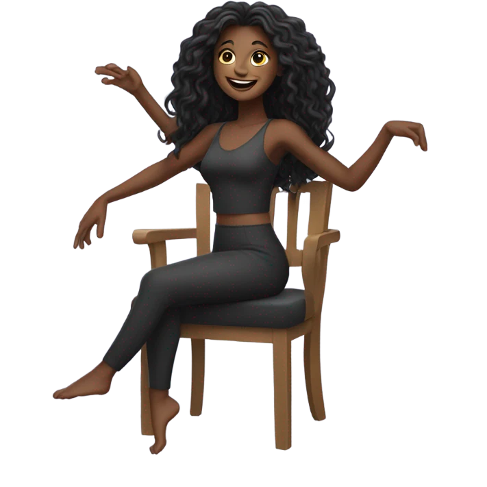 Black girl with long hair dancing in her seat emoji