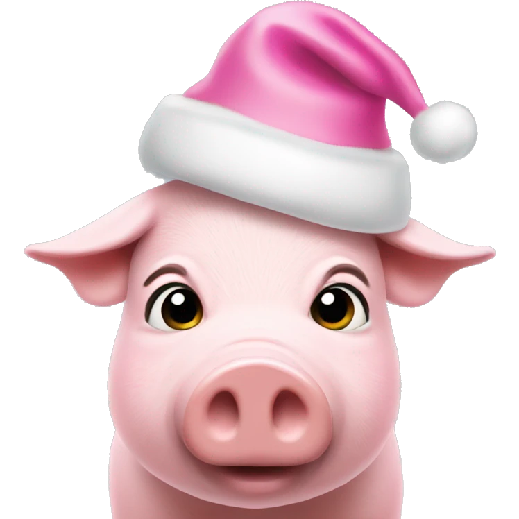 Pig in pink christmas hat emoji