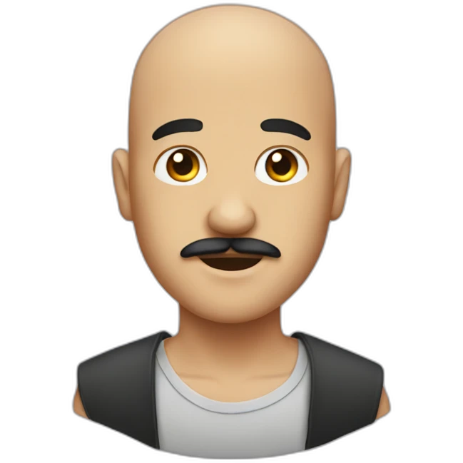 shaved head with mustache emoji