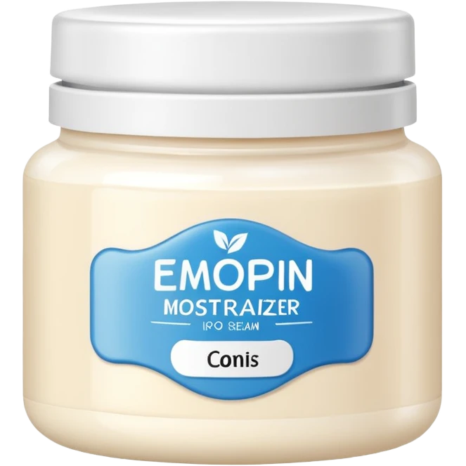 body moisturizer cream pot with label emoji