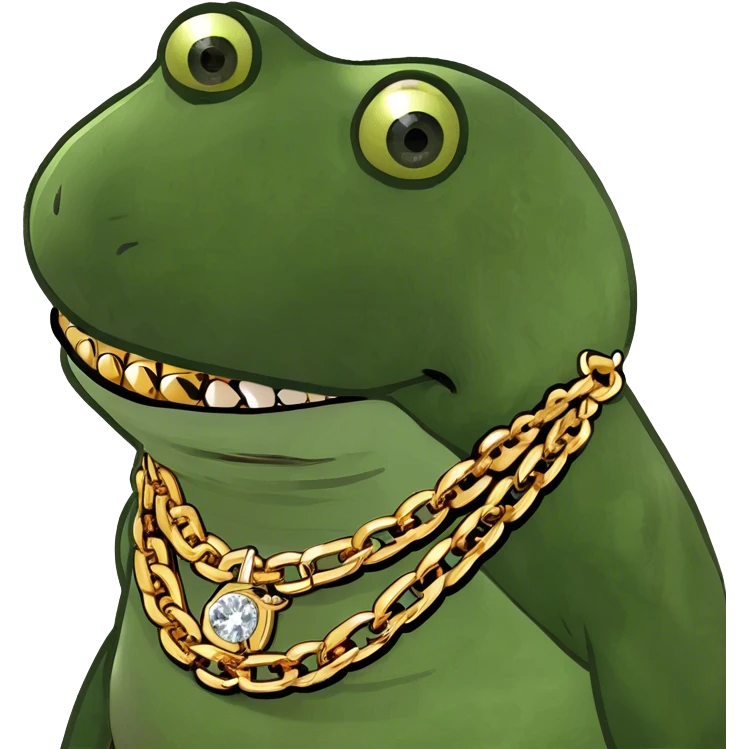 A god wearing gold chains and gold teeth and diamonds  emoji