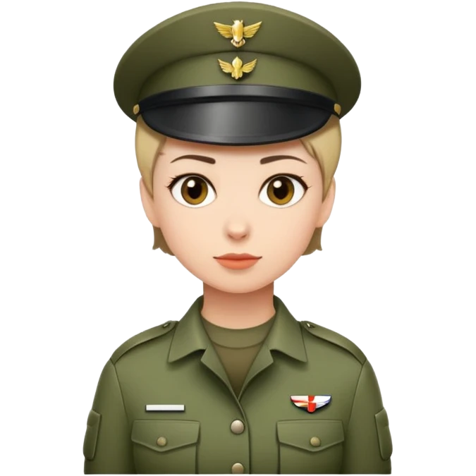 female soldier with short hair emoji