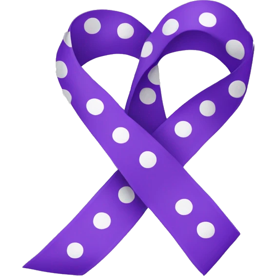 purple reminder ribbon with white polka dots on one side emoji