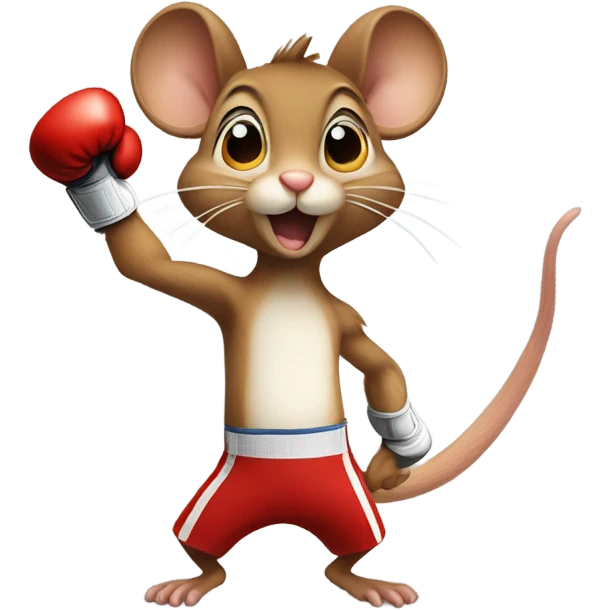 A mouse boxing a squirrel in a boxing ring emoji