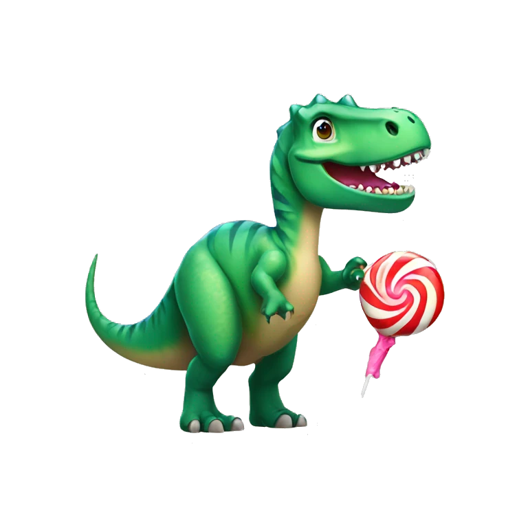A dinosaur holding lolipop  emoji