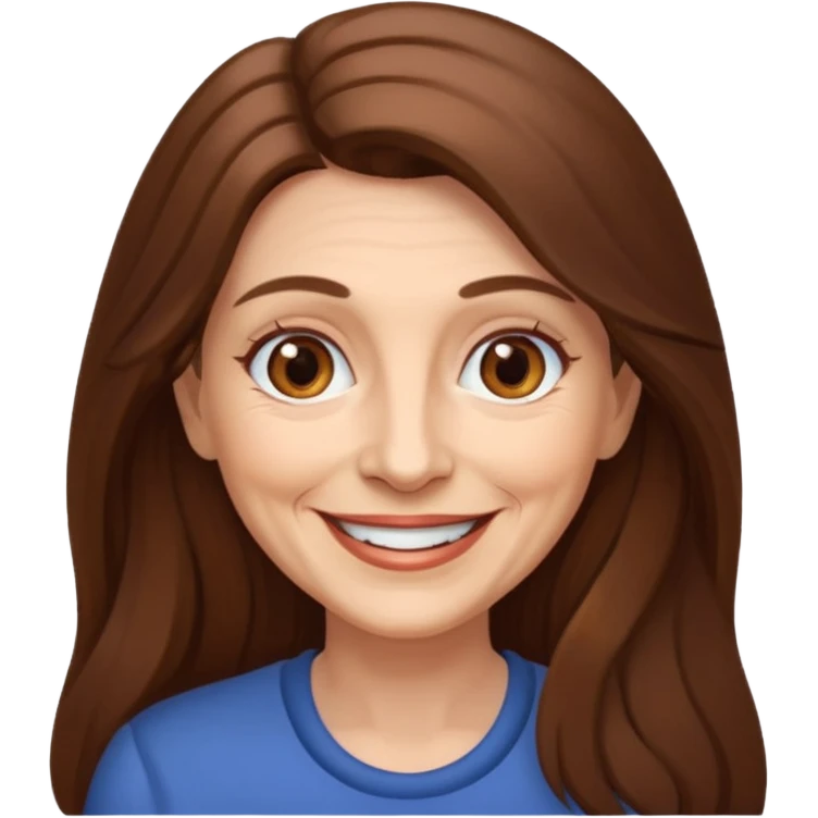 Woman 80, long brown hair, brown eyes, smiling emoji
