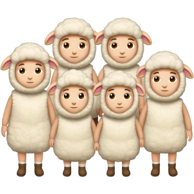 Quero 5 pessoas vestidas de ovelhas emoji