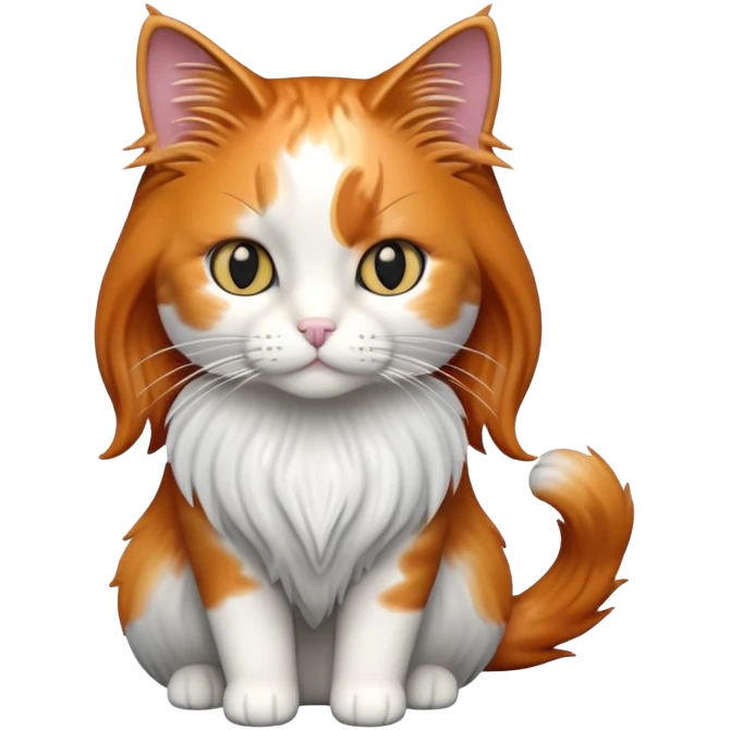 A long haired calico cat as a doll emoji