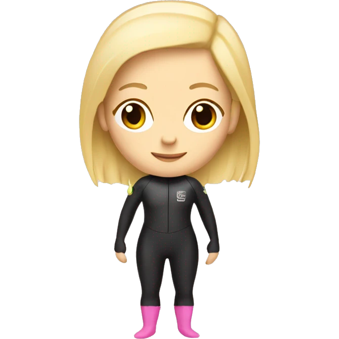 Scuba diver girl blonde hair pale pink wetsuit and fins emoji