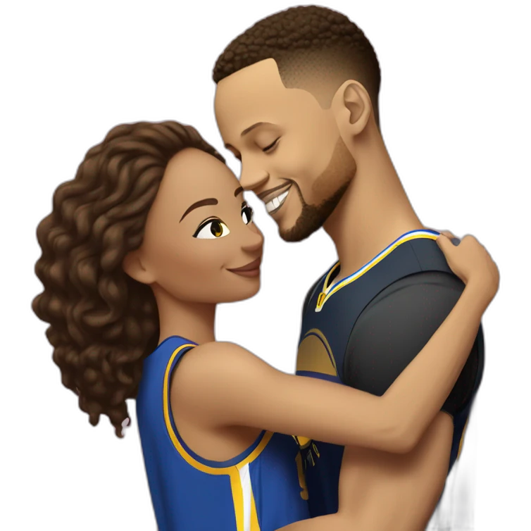 Steph Curry, hugging short lightskin woman in designer clothes emoji