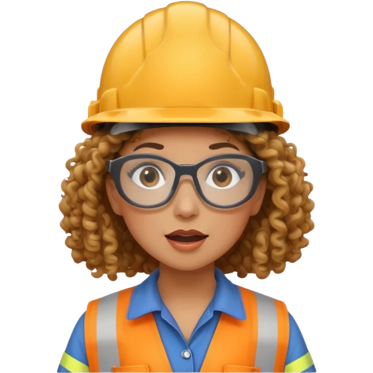 surprised construction worker curly haired woman wearing ppe emoji