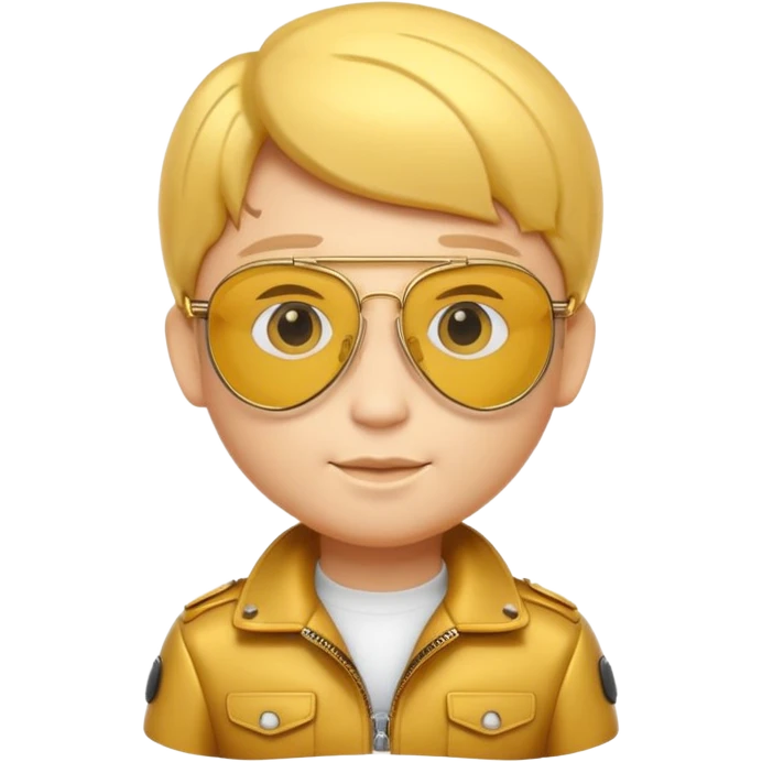 A 3D cartoon golden-yellow aviator spectacle, metallic frame with clear lenses, gentle highlights, Memoji-style. emoji