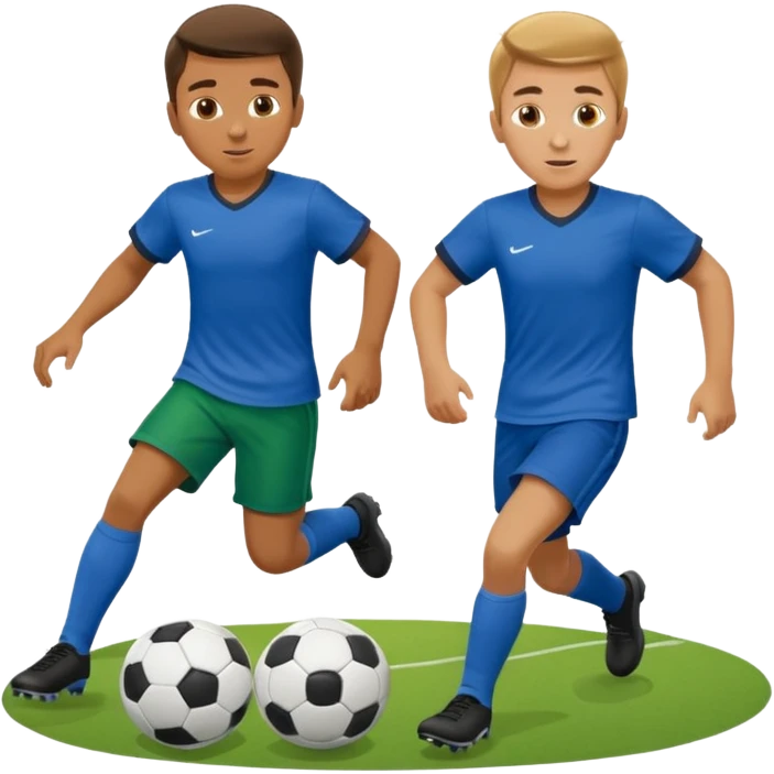 two brothers playings soccer in a park
 emoji